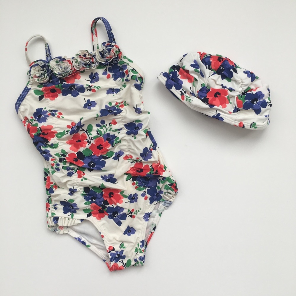 Janie & Jack swimsuit + cap, size 3
